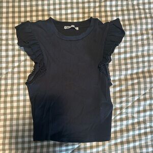Zara Black Ribbed Collar Top